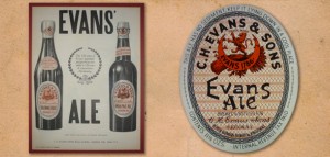 Advertisement and label design for Evans' Ale, c. 1900